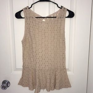 Cream Lace Peplum Tank/Blouse